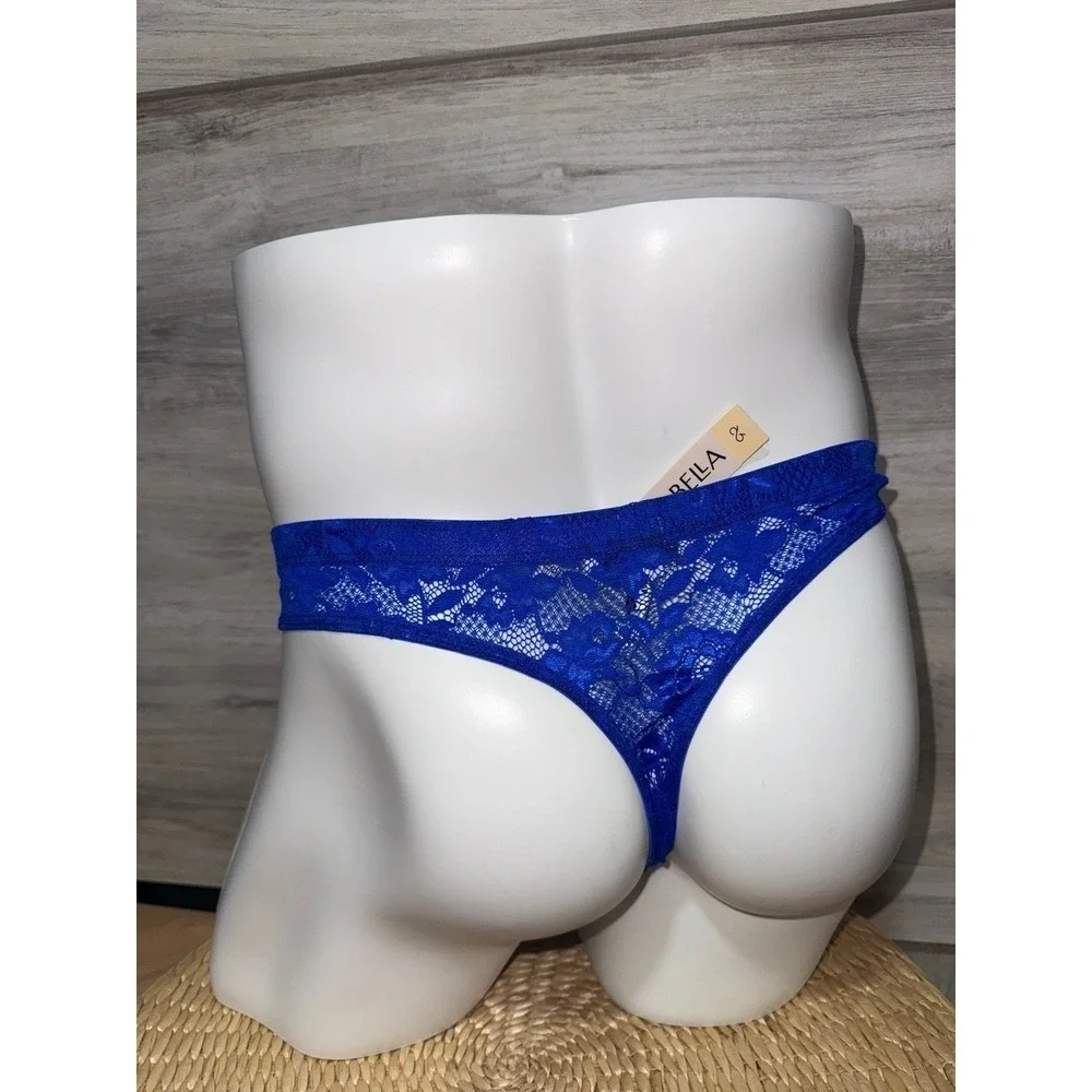 Cosabella Never Say Never Men's Classic G-String Lace Thong Cobalt Blue NWT XL